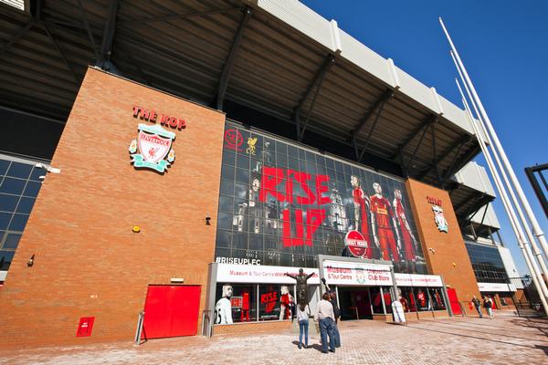 Anfield stadium, the home of Liverpool Football Club